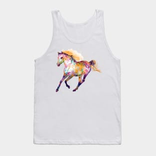 Watercolor Silhouette - Galloping Wild Horse Tank Top